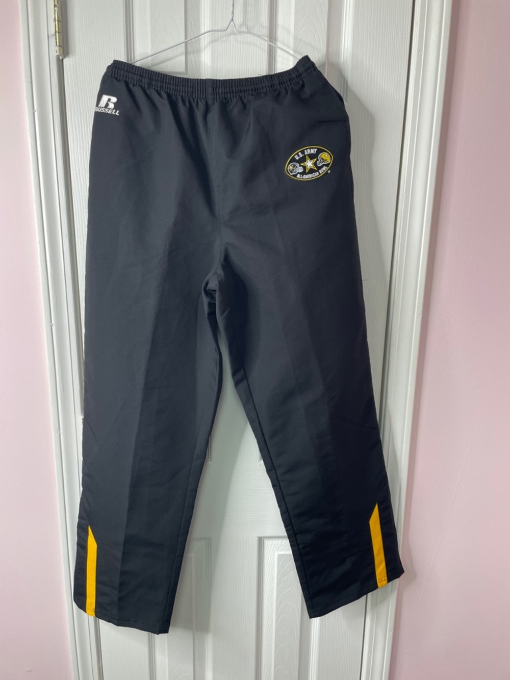 US Army Russell Athletic Us Army  Black Sweatpants with Yellow Accent Panels